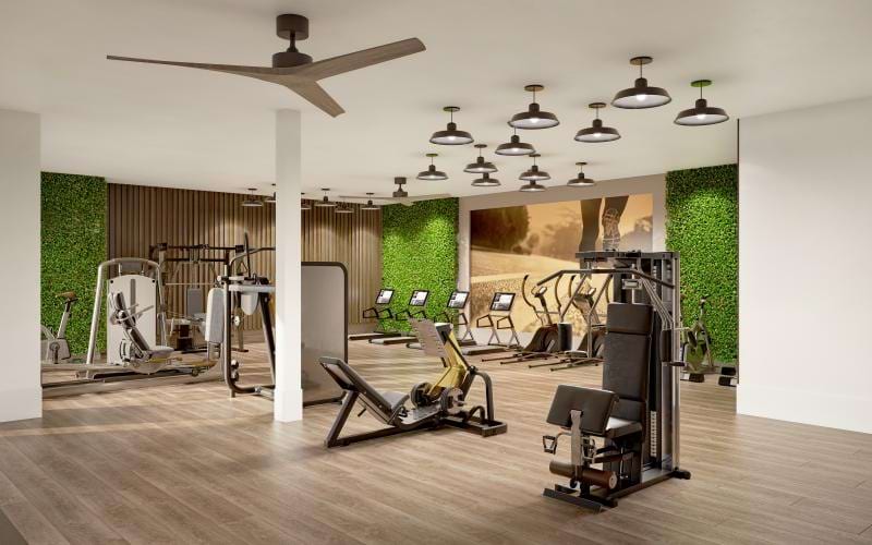 fitness center with ample lighting throughout